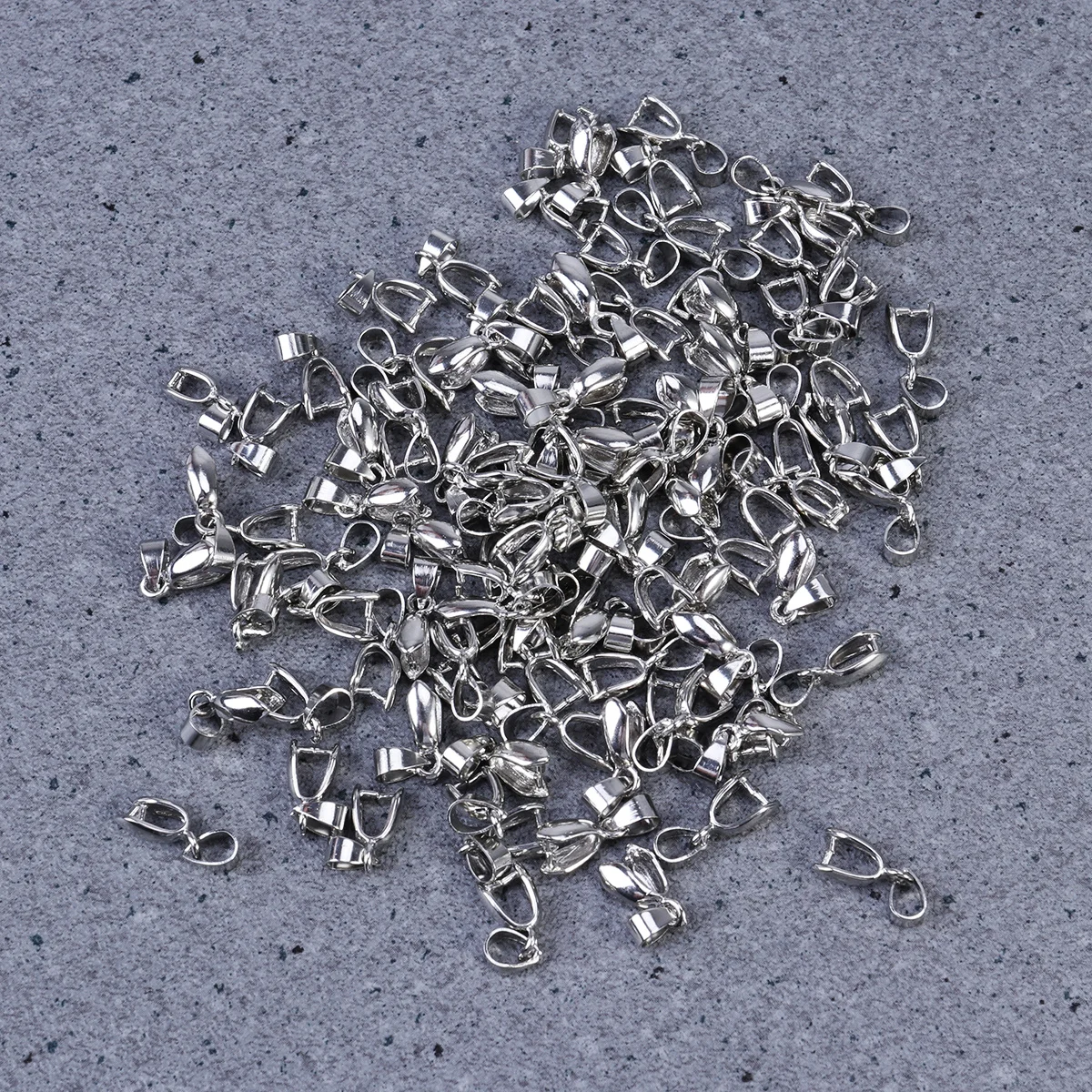 

100Pcs Brass Bail Bead Pendant Connector Metal Pinch Clip Jewelry Findings for DIY Necklace Bracelet Making Silver 16mm