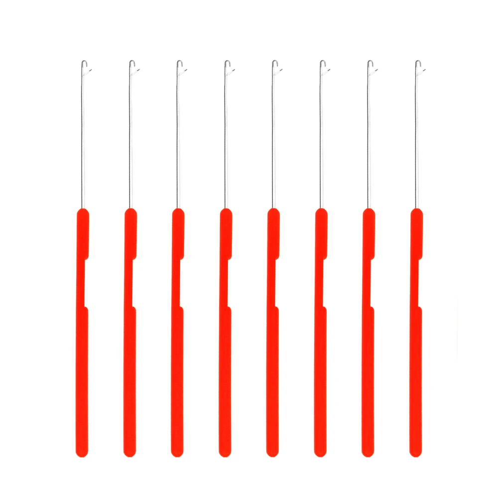 Micro Plastic Latch Crochet Hook Needle Red Color Handle For Braiding Ventilation Needles Hair Extension Making Wig Tools