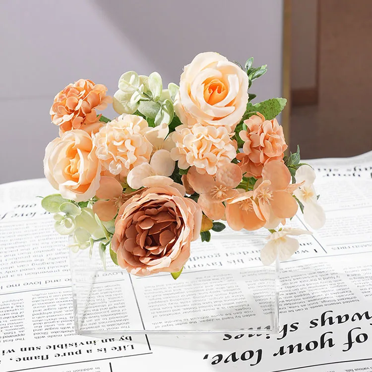 Künstliche Pfingstrose, Hortensien, rosa Rosen, Blumenstrauß, Seidenblumen für Hochzeit, Party, Blumenstrauß, gefälschte Blumenarrangements, Heimdekoration – Detail 7