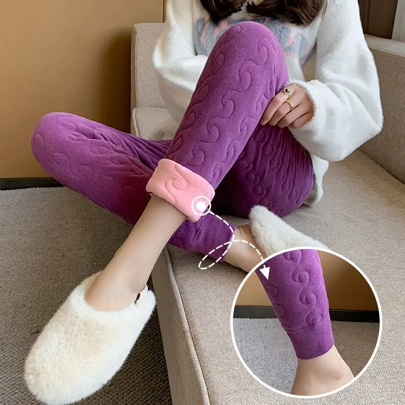 

Thicken Women Oversize Slim Pantalones Warm Silk Padded High Waist Leggings Pants Winter Wear Ankle-length TT185