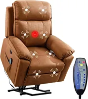 Home Large Power Lift Chair with Massage and Heat for Elderly Recliner Brown Power Lift Chair with Safety Motor Easy To Assembl