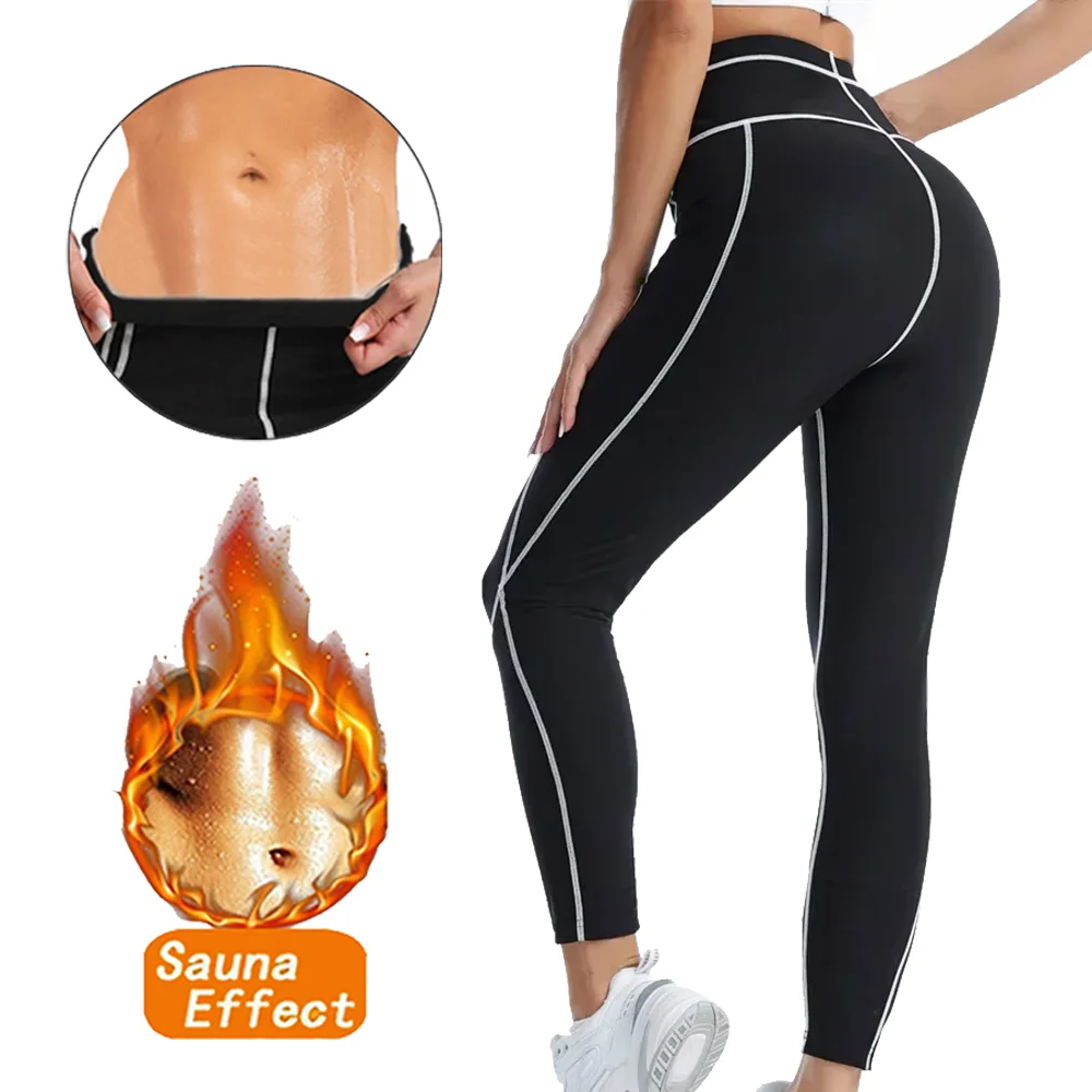 Frauen Hohe Taille Spleißen Leggings Bauch Straffung Fitness Hosen Former Sauna Schweiß Gewicht Verlust Shapewear Neopren Anzug Gym
