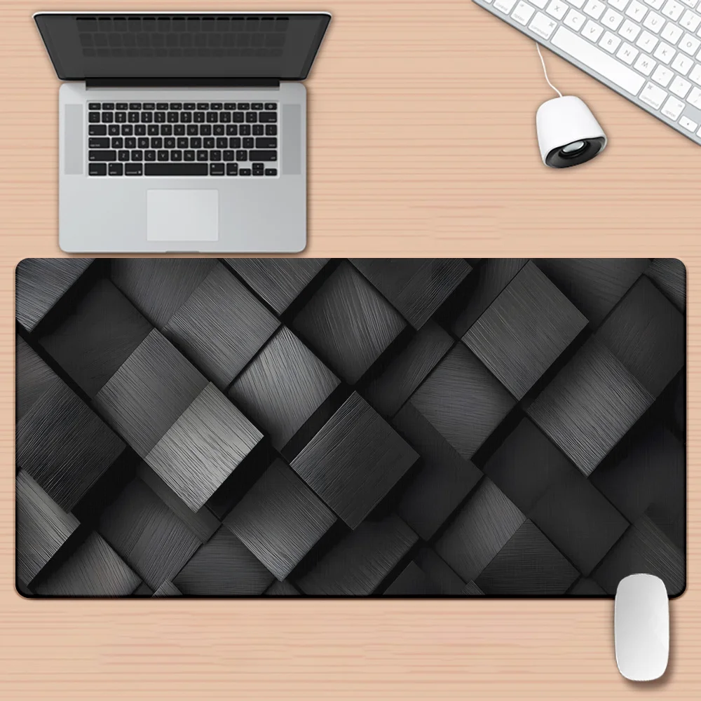 

XXL geometric pattern desk pad, high-definition printing, multi-functional game and office mouse pad, black and gray design