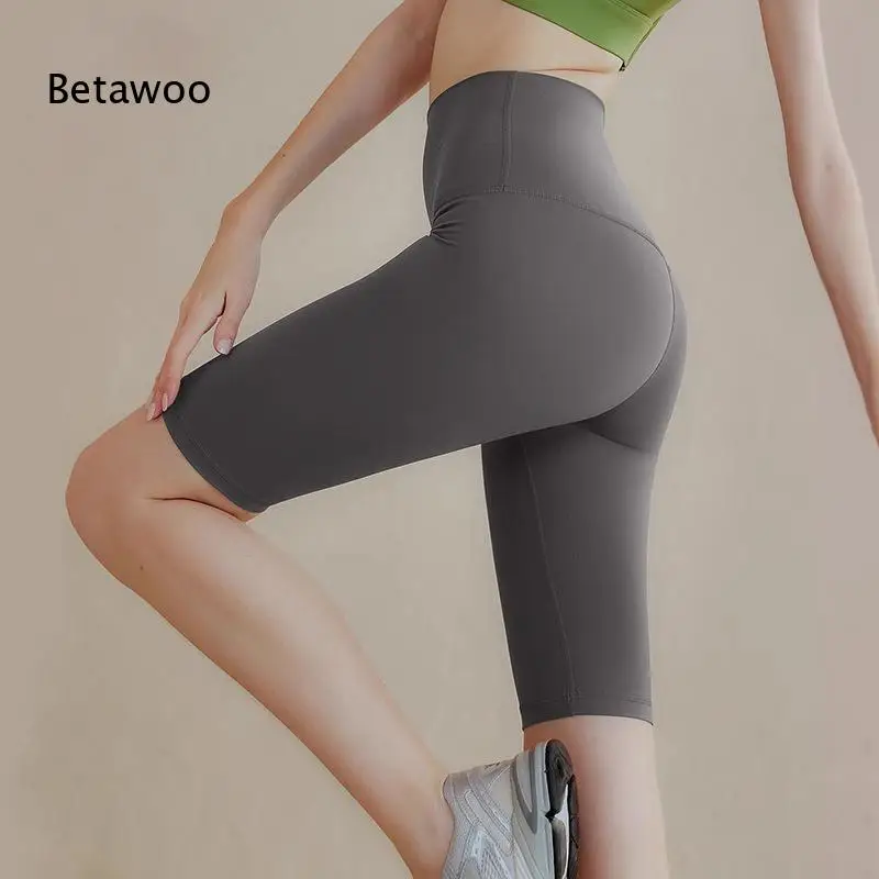Women's High Waisted Biker Shorts with Pockets Butt Lifting Yoga Gym Fitness Workout Athletic Running Shorts Seamless Design