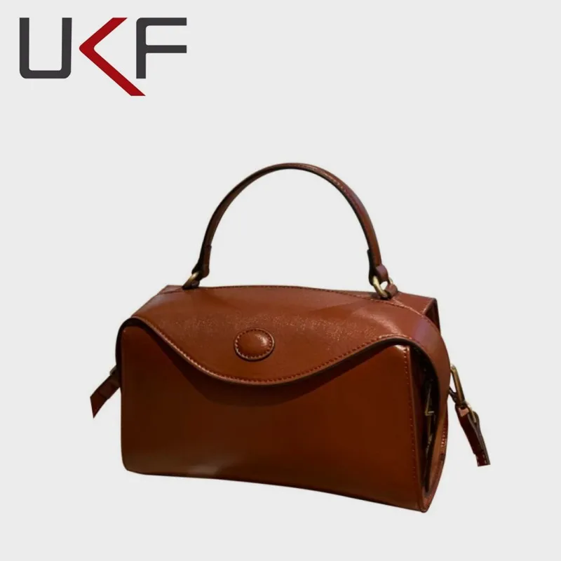 UKF Luxury Boston Women Bags Crossbody Shoulder Bags For Women Soft Leather Handbag Spring Summer New Daily Purses Casual Tote