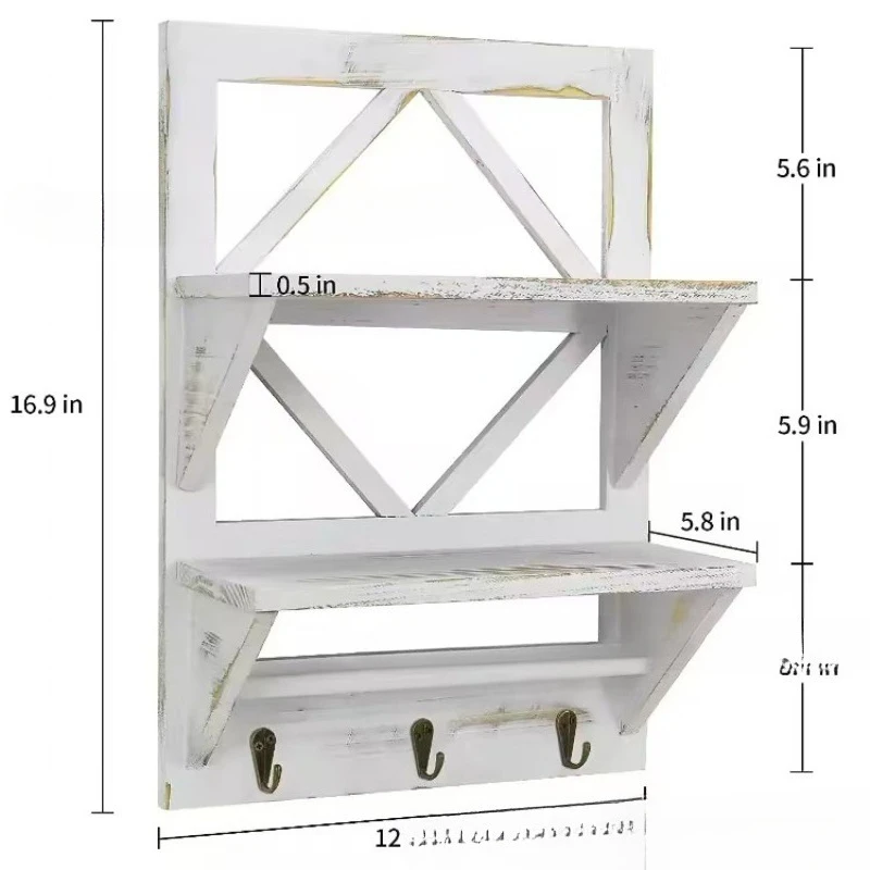White solid wood storage rack, bathroom wall toiletries, wooden shelves, multi-layer wooden storage racks