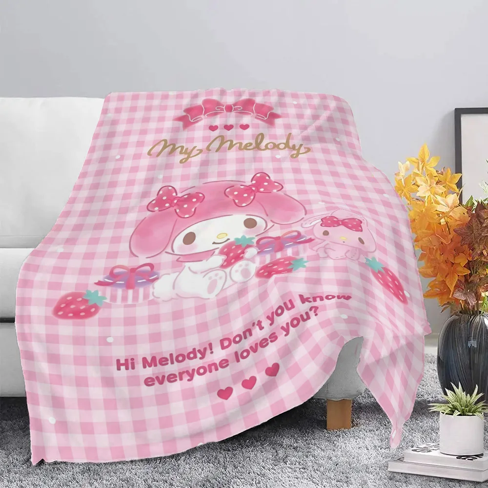 Cute Cartoon sanrio Melody Printed Blanket Picnic Blankets Warm Blanket Soft and Comfortable Blanket Home Travel Birthday Gift