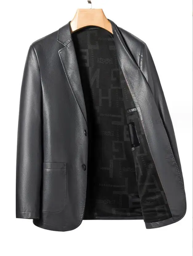 

2026 High Quality Men's Suit Leather Jacket Fashion Leather Coat Autumn and Winter New Casual Small Suit Coat Men Leather Jacket