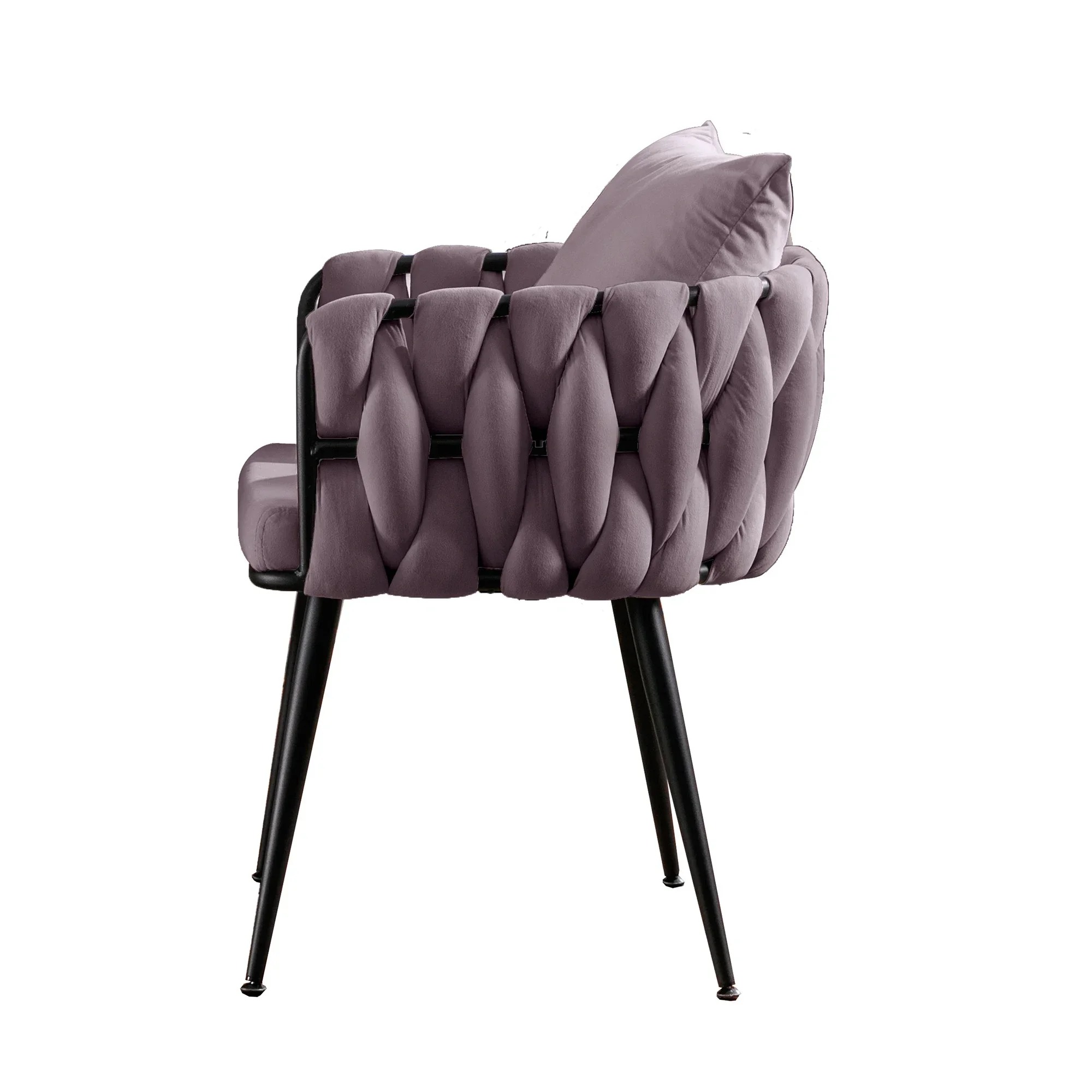 Pure purple modern velvet dining chair 2 piece set of hand-woven upholstered chairs living room upholstered side chairs