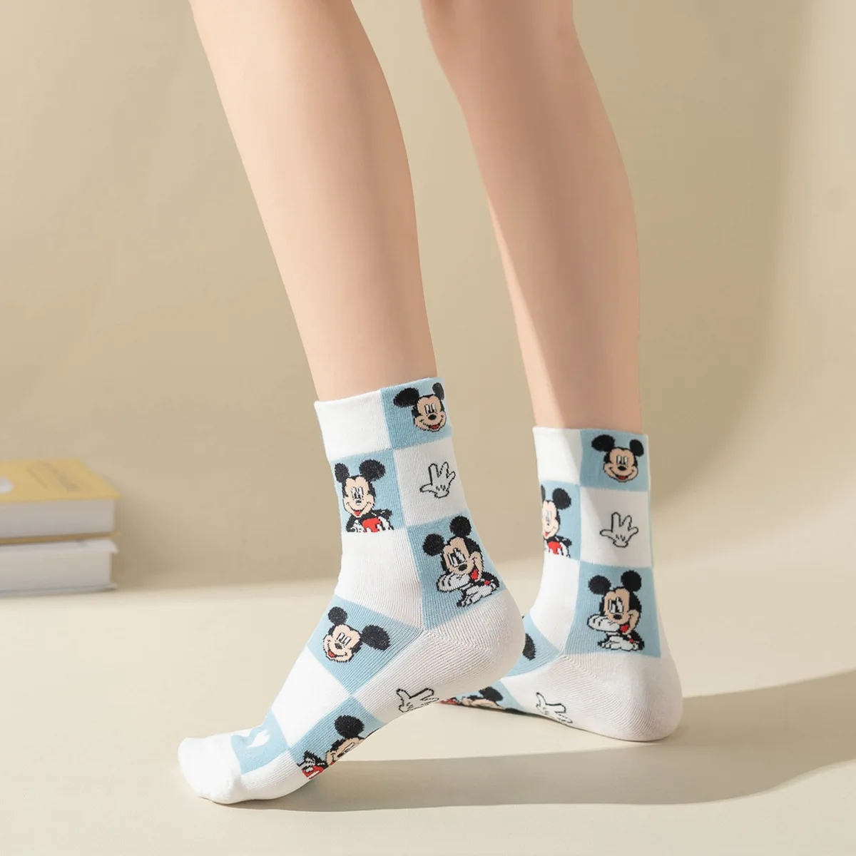 Disney Series Cartoon Stitch Mickey Mouse Donald Duck Mid Length Socks Couples Anime Cotton Socks Harajuku Socks for Women Gift