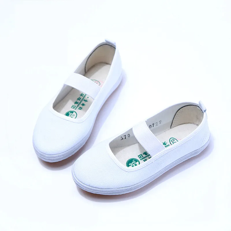 Children White Sneakers Canvas Shoes for Kids Dance gymnastics Shoes Soft bottom Student Casual Sport Shoes for Kindergarten