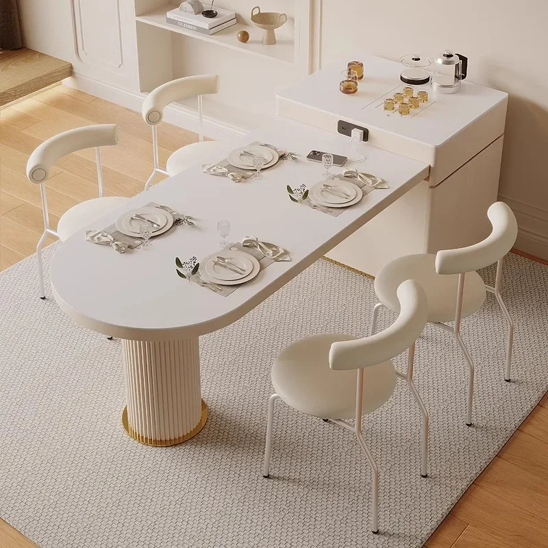 Nordic Extendable Dining Table Induction Cooker Waterproof Utility Spice Lsland Tea Small Apartmen Table A Manger Home Furniture