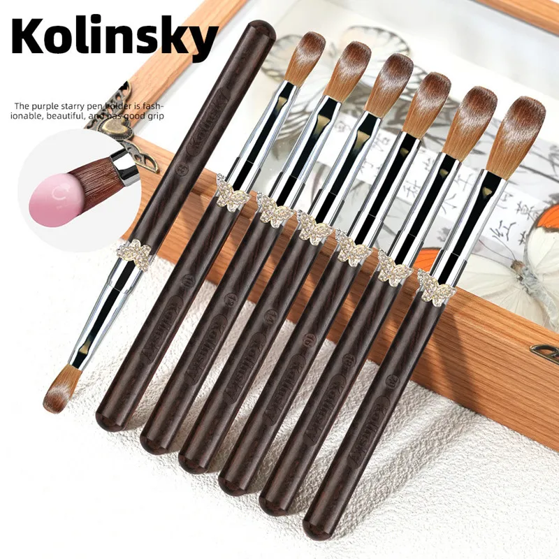 10 Stijl Vlindergesp Rond Houten Handvat Kolinsky Haar Nail Art Brush Schilderen Lijn Pen Liner Gradiënt Platte Ronde Franse Gereedschappen