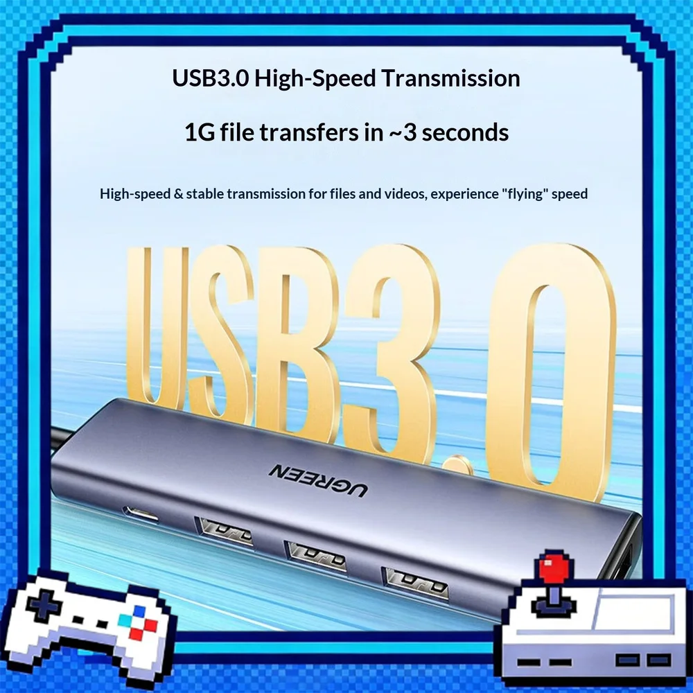 UGREEN CM473 20805 USB 3.0 Hub 4 Port High Speed USB Splitter Expansion Adapter 0.2m Cable for Laptop Computer