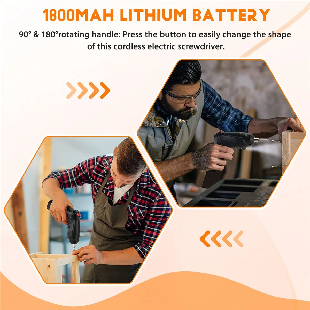 

[AA49] Rechargeable Mini Electric Screwdriver 90°-180°Rotating Handle LED Wireless Screwdriver Drill Electric Screw Driver