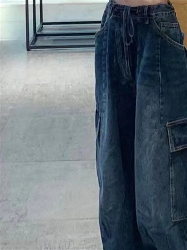 

Blue High Waist Straight Leg Jeans Women's Summer New Loose Wide Leg Pants Korean Version Ins Trendy Trousers