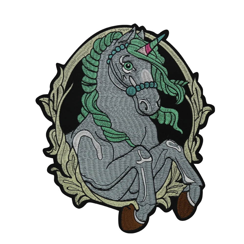 Cannibal Flowers Spine Flower Patch Embroidered Floral Animal Horse Applique Badge Iron On Emblem Horse Apparel Accessories