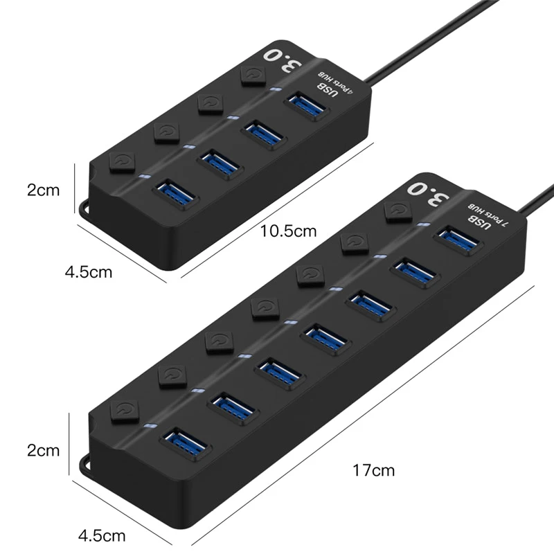 USB HUB 3.0 USB 2.0 Hub Multi USB Expander Splitter High Speed 4 / 7 Port On/Off Switch Multi For PC Computer Accessories