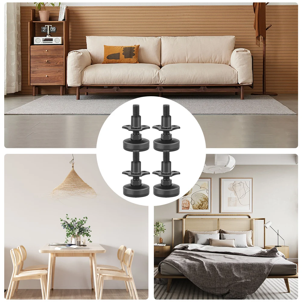 4 Buah Kaki Penyangga Furnitur yang Dapat Disesuaikan, Penyangga Berat Daya Tahan Tinggi 1320LBs untuk Meja, Kursi, Lemari, Sofa