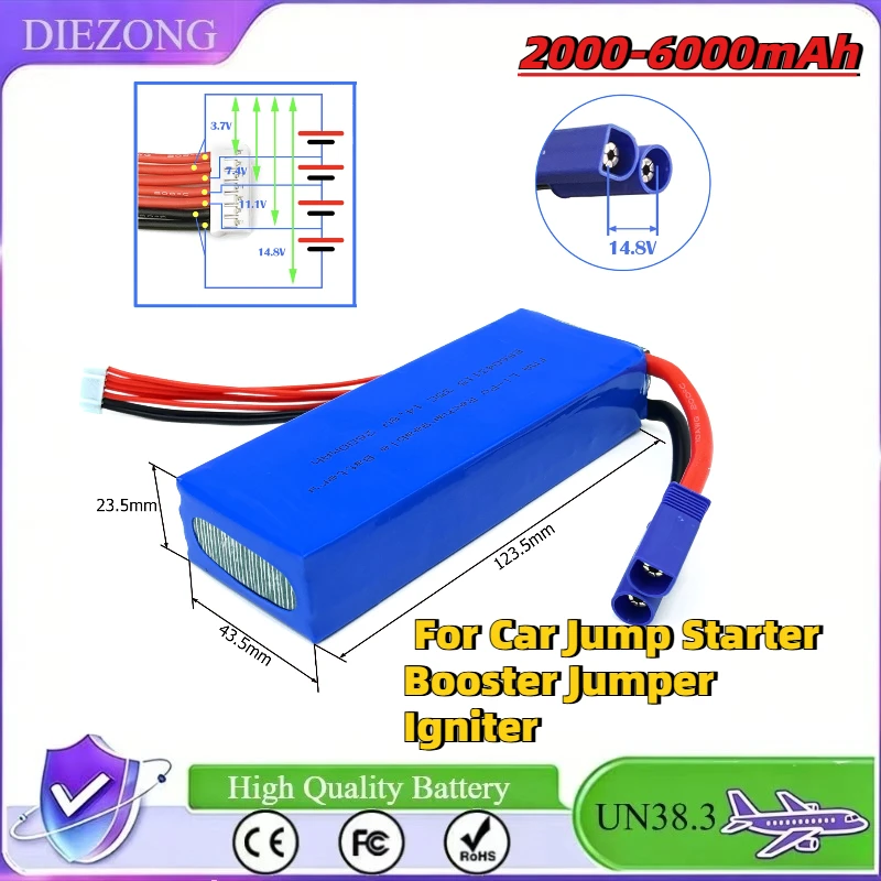 14.8V Rechargeable Battery For Car Jump Starter Booster Jumper Igniter 4442125 446786 857080 2000-6000mAh