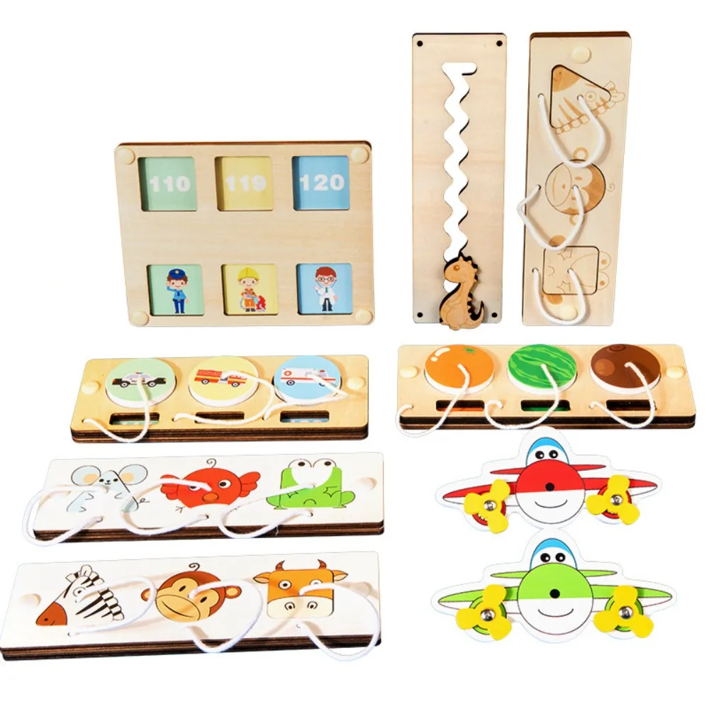 

Creative Wooden Busy Board Toy Early Education Zipper Montessori Toy Shoelace Numbers Teaching Aids Kid