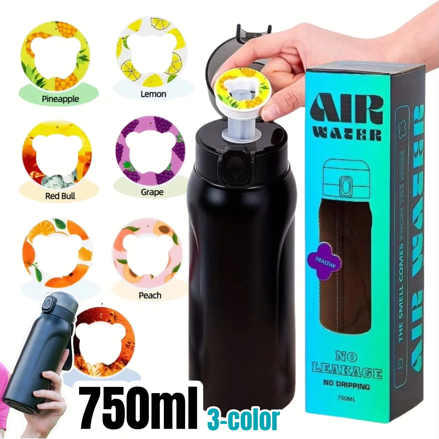 

Stainless Steel Sports Insulated Bottle With 1/7pcs Random Fruit Flavor Pods Portable Water Cup For Fitness Gym Outdoor Activity