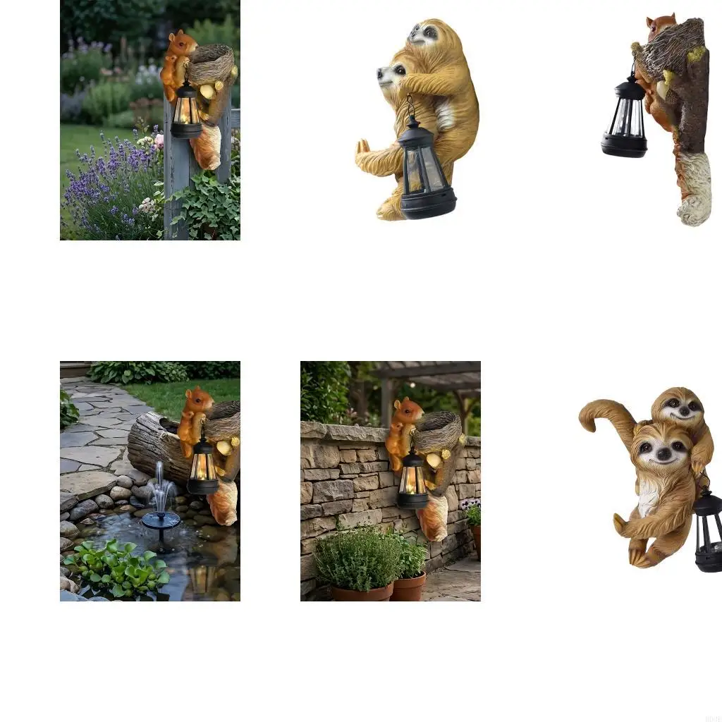 Resin Animal Sculpture Yard Lawn Light for Flower Bed Outdoor Use B03E
