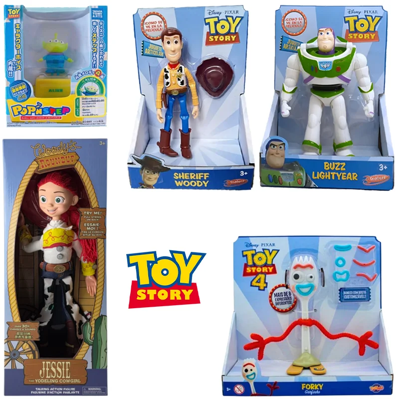 Muñeca Interactiva Original de Toy Story, Jessie, con Sonido al Tirar de la Cuerda, Figura de Forky, Alien, Woody, Buzz Lightyear, de Plástico, Regalo para Niños