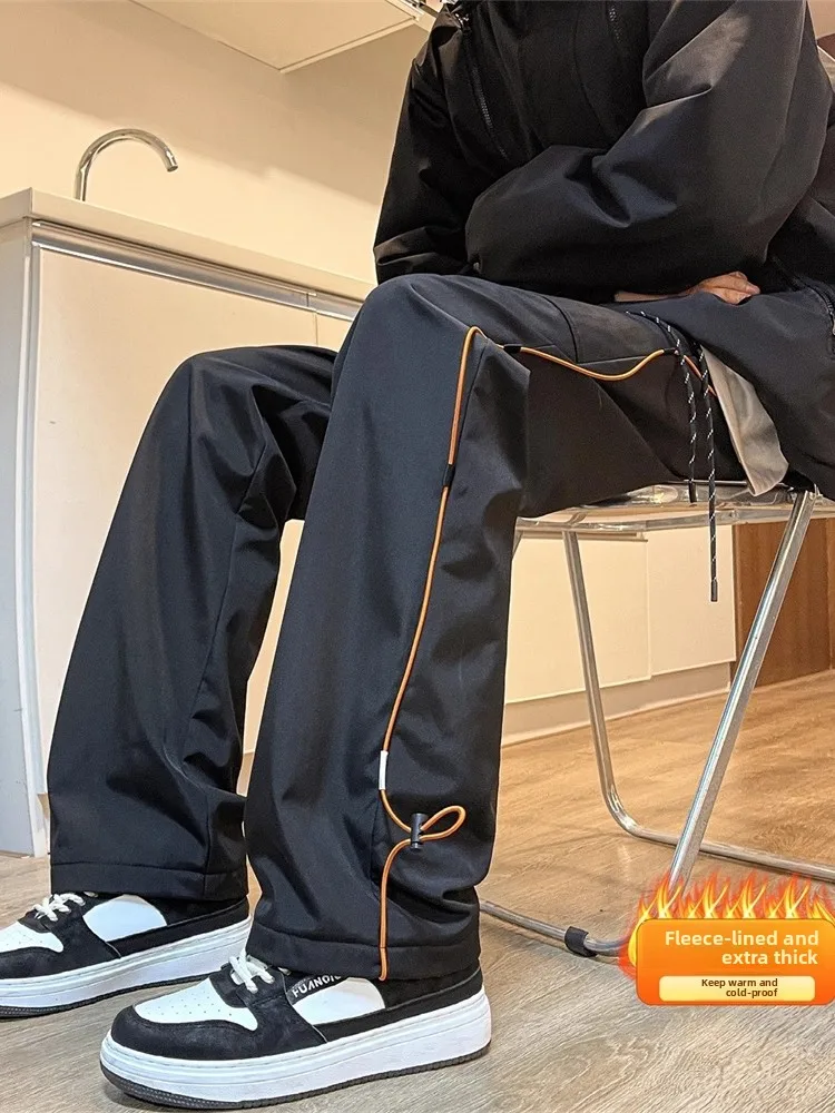 

Men's Thiened Autumn Winter Climbing Pants Side Stitched Windproof Waterproof Casual Trousers American Sle Workwear