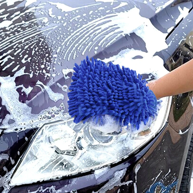 Large Size Car Wash Gloves Coral Fleece Thickened Double Sided Car Supplies Multi-function Cleaning Tool Car Acessories