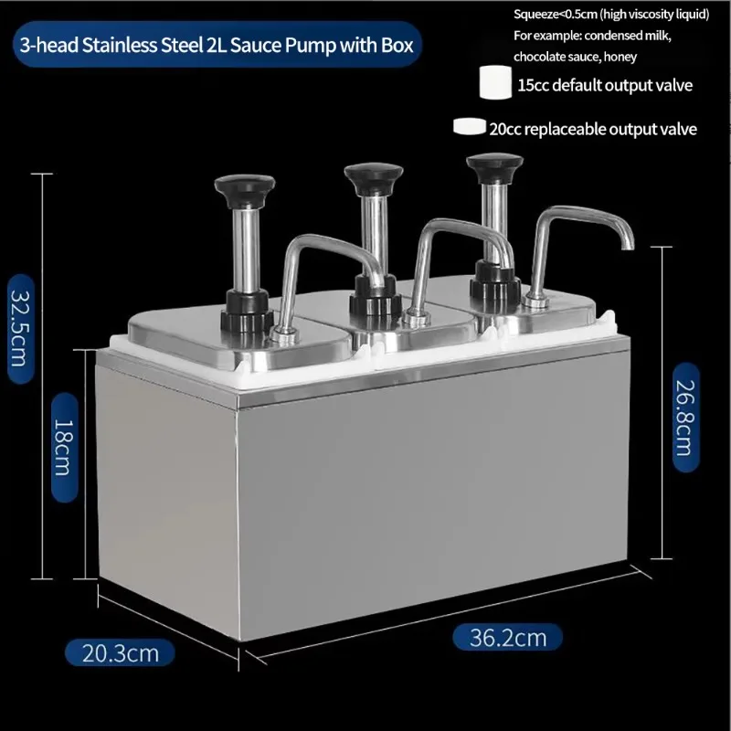 Kit de bomba de condimentos de acero inoxidable, dispensador de bomba de salsa comercial, 2L, 1 ~ 5 cabezales, para hoteles y restaurantes