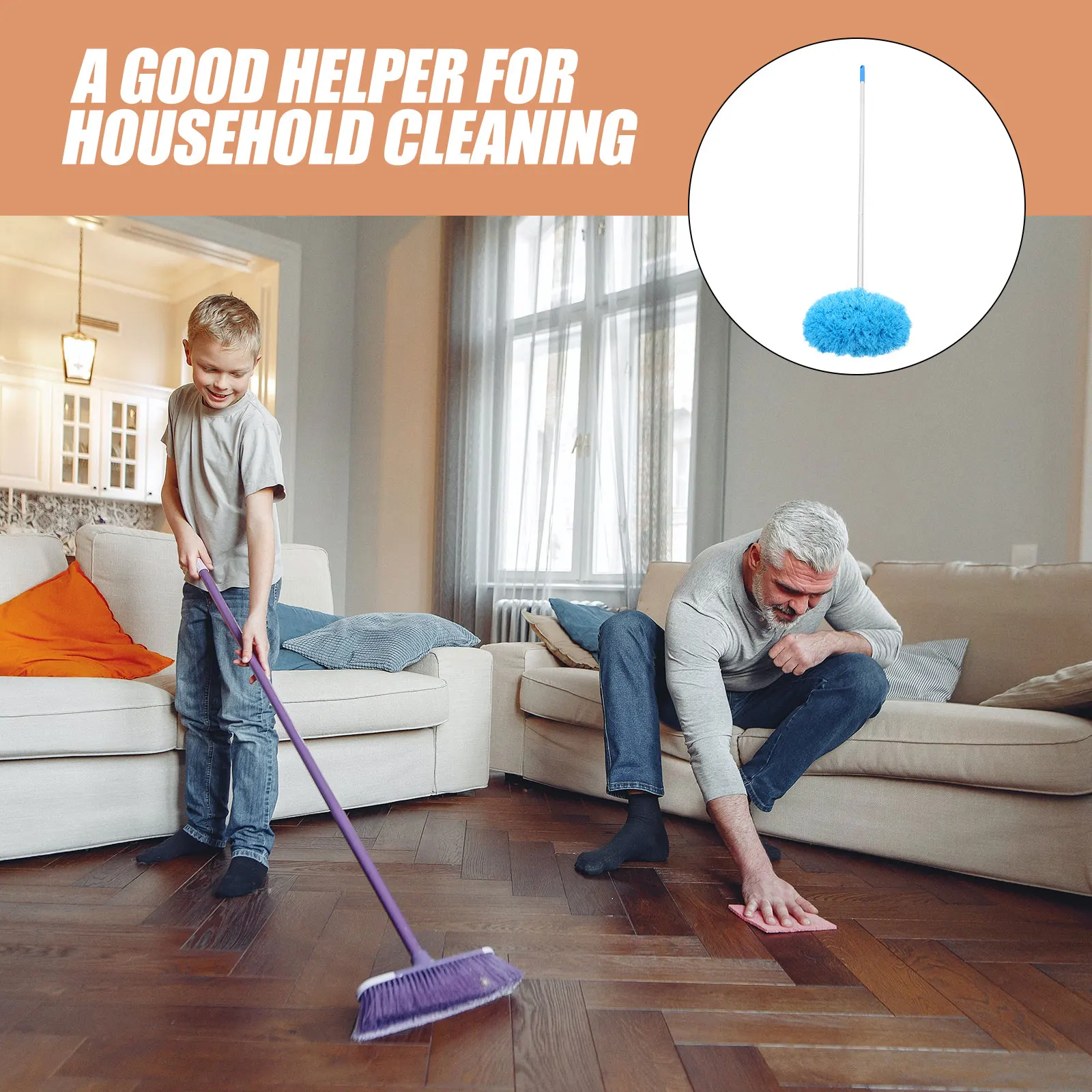 

Многофункциональная щетка для пыли, многоразовая щетка для чистки потолочного вентилятора с удлинителем, длинная ручка для высоких потолок, настенная паутина