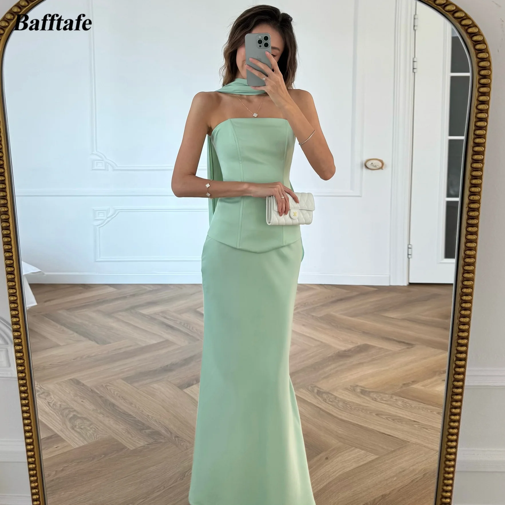 

Bafftafe 2 Pieces Customized Prom Dresses Spandex Satin Saudi Arabic Women Mermaid Evening Dress Coreset Back Formal Party Gowns