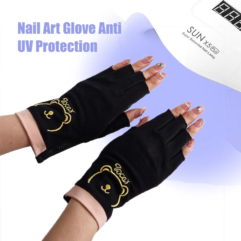 Luva de Proteção contra Radiação UV para Nail Art, Luva Anti UV, Gel do prego Ferramenta Protetor, Lâmpada LED, 1 Par