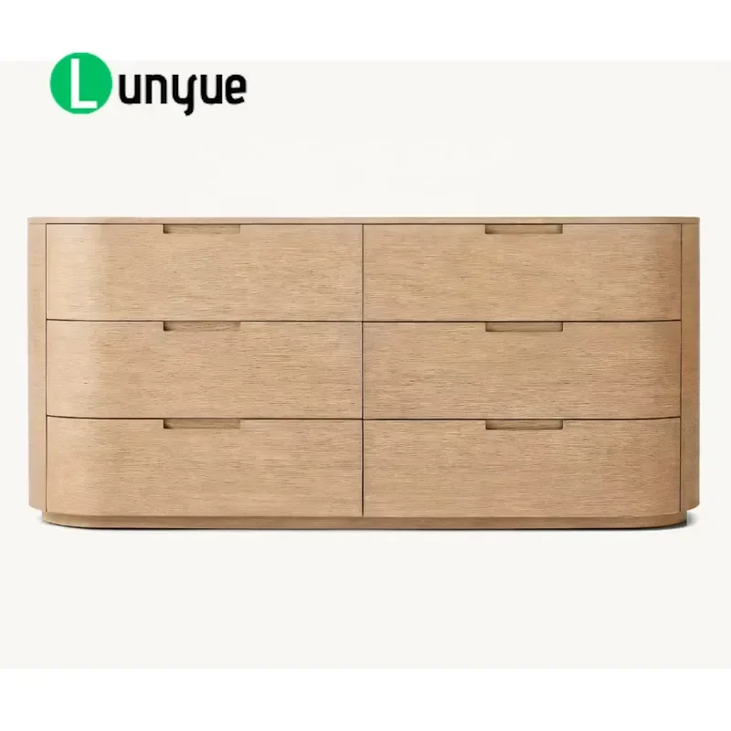 Light Luxury French Oak Solid Wood 6 Drawer Bedside Table Customizable Color Size Bedroom Storage Furniture Nightstand