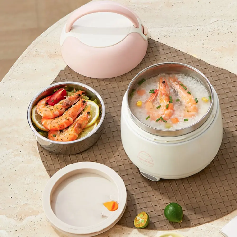 304 Stainless Steel Electric Lunch Box USB Charging with Individual Meal Grid Insulated Food Jar Leak-proof Rust-proof
