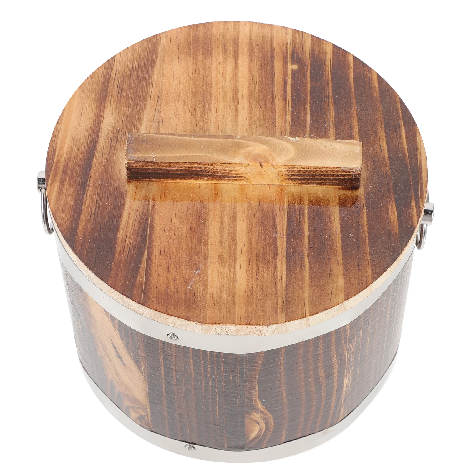 

Lidded Barrel Wooden Bucket Wood Container For Mixing Serving Storage Display Easy Clean Compact Light Cooked Sticky Organizer