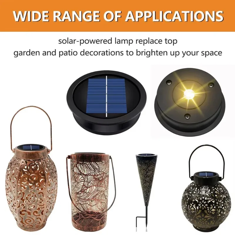7cm/8CM Solar Light Replacement Top 1.2V Waterproof LED Solar Panel Lantern Lid Light Solar Lantern Top Outdoor Decor Garden