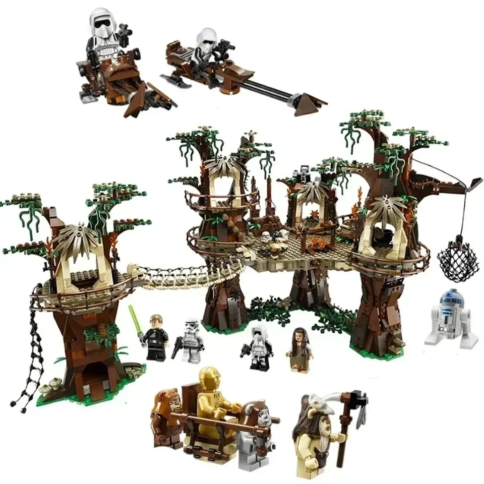 MINISO Disney 1990PCS Star Plan Wars Ewok Village Building Blocks Toys Bricks for Children Compatible with 10236 Christmas Gift