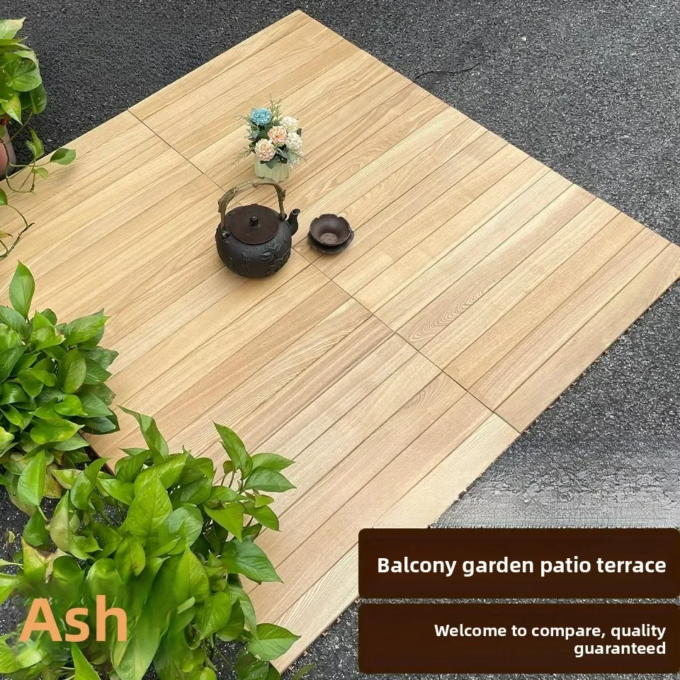 Outdoor Balcony Garden Waterproof Anti-Corrosion Solid Wood Interlocking Deck Tiles DIY No Keel Patio Flooring