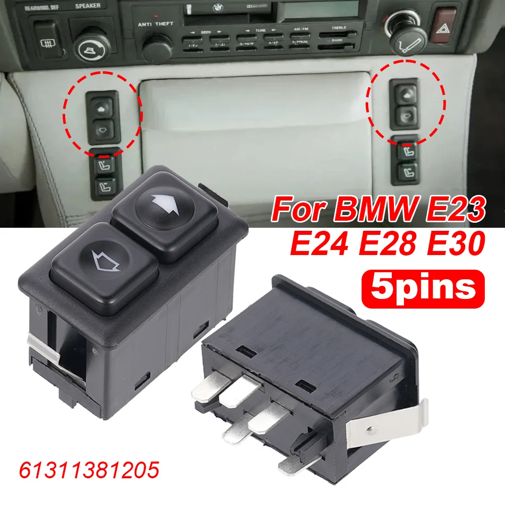 Automotive 5-pin Lighting Power Window Switch Interior Parts For BMW E23 E24 E28 E30 left front BW102 613 113 812 05