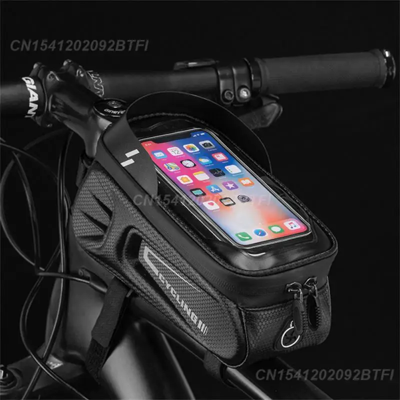 Upper Tube Package Multifunctional 2l Upper Tube Bag Phone Case Holder Mountain Bike Front Beam Bag Anti Slip Black Bag