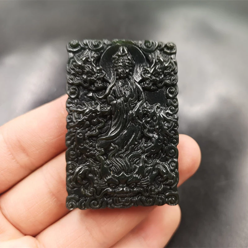 

Hetian Green Jade Pendant Kowloon Wall Guanyin Ornament