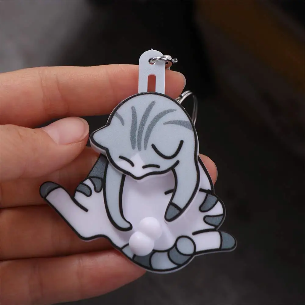 Pull Play Pull Play Egg Cat Keychain Exquisite Acrylic Trick Cat Bag Pendant Bag Charm Rotatable Jewelry Keychain Women Men