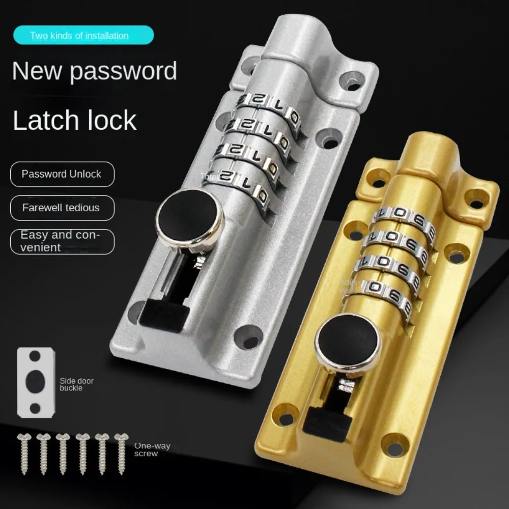 

New Zinc Alloy Combination Locking Bolt Thicken Solid 4 Digit Combi Bolt Hardware Security Sliding Door Password Lock Drawer