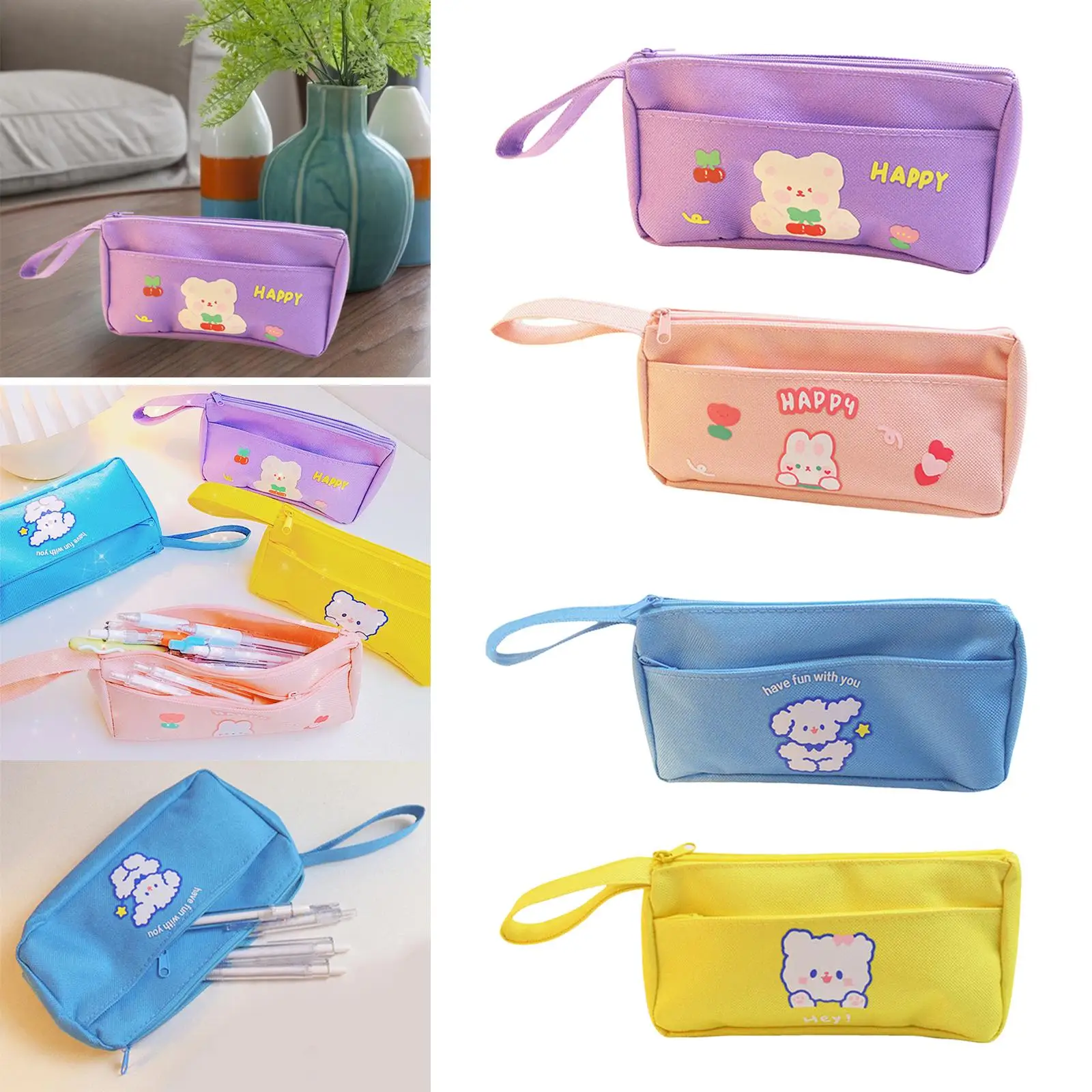 Zipper Pencil Case Pen Marker Holder Makeup Cosmetic Bags for Students Teens