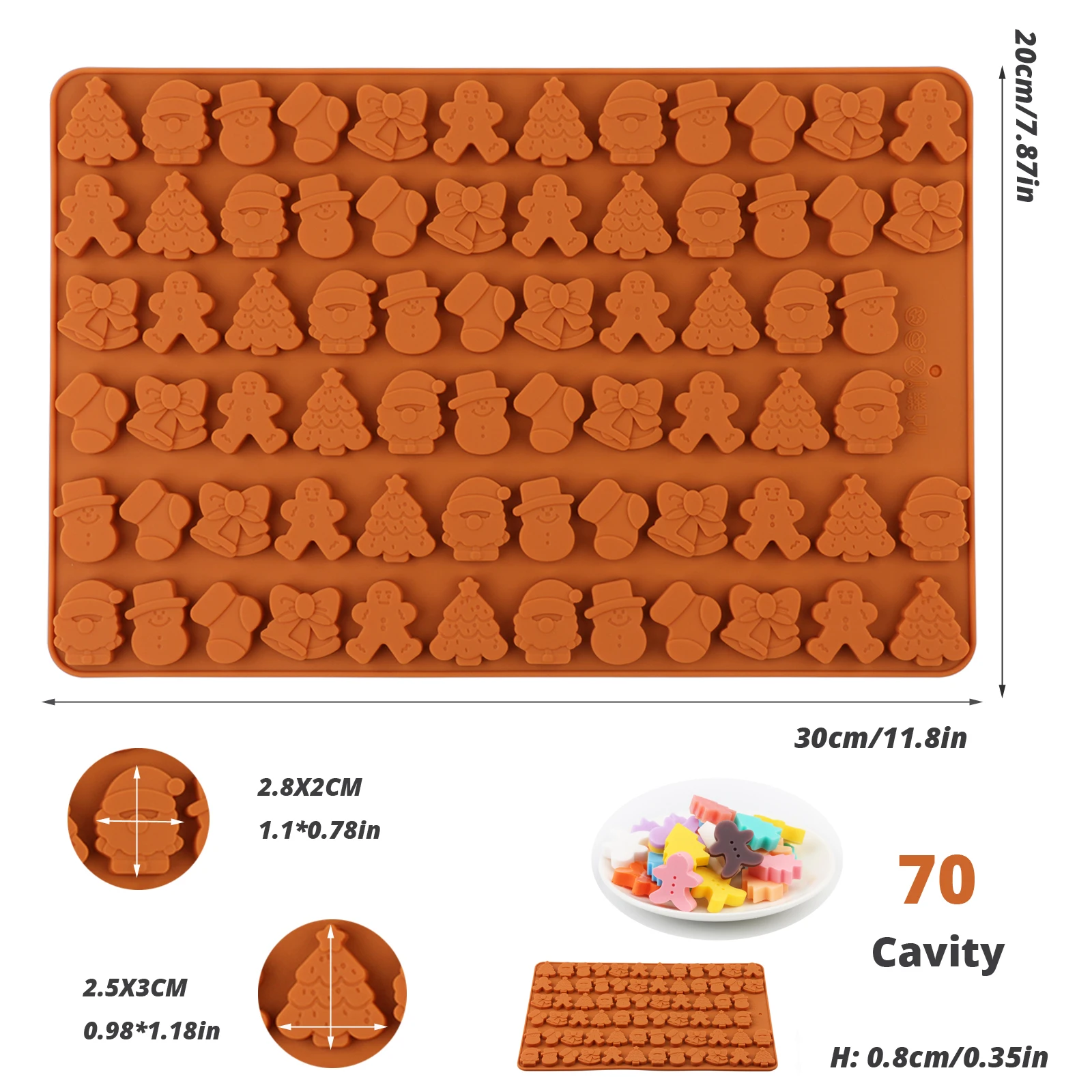 Four Types of Christmas-Themed Silicone Candy and Chocolate Molds to Choose From, Made of Food-Grade Silicone, Easy to Demold, Flexible and Durable, Can Create Various Christmas-Themed Shapes for Candy, Chocolate, Cake Decorations, Etc., for Christmas Holidays view 3