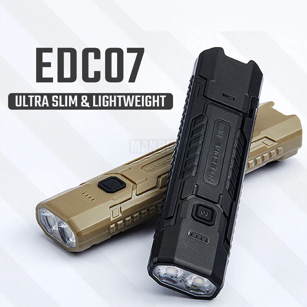 Sale NITECORE EDC07 1500 Lumens High CRI LED Outdoor Camping Hiking Flashlight Lightweight Slim Maintenance Industry Inspection