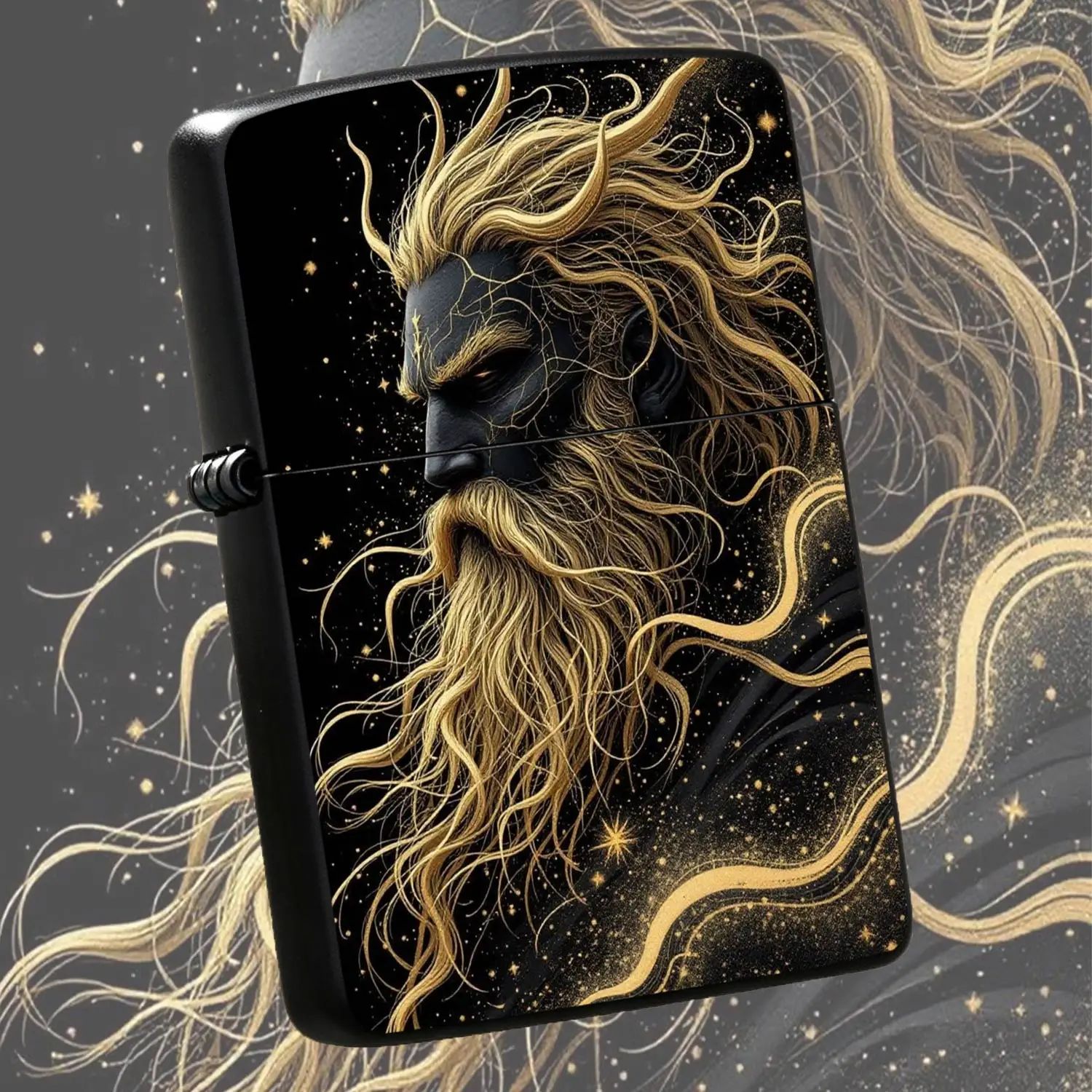 Nordic Myth Star God Themed Portable Lighter, Black Gold Myth Art Style Trendy Creative Item, Practical Accessory For Daily Outings, Suitable For Multiple Scenarios, Exquisite Texture Ideal Gift, Unique Atmospheric Stylish Small Piece For D