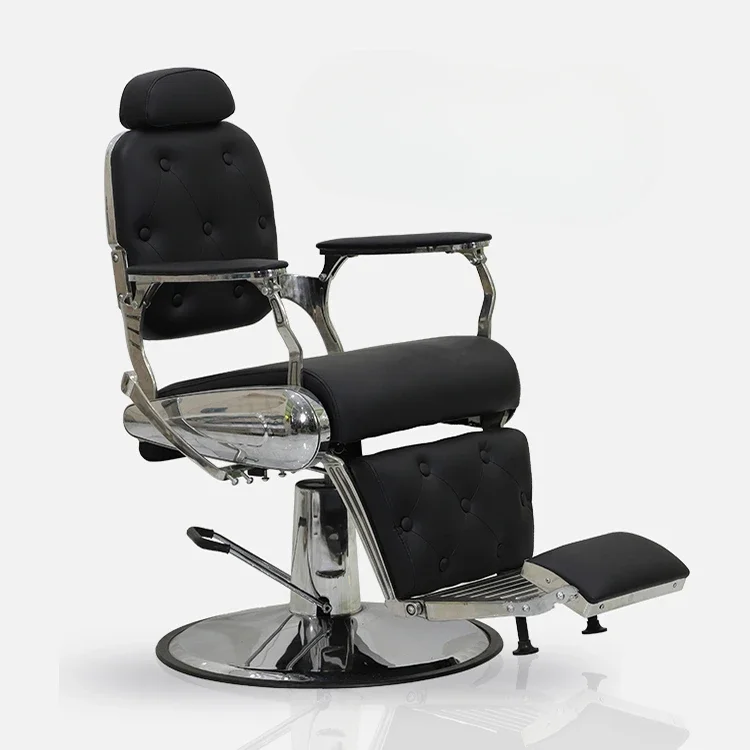 

for Hot Sale Gold Shelf Brown Leather Retro Inverted Back Barber Chair Made Custom Color Salon Chairs For Barber Shop